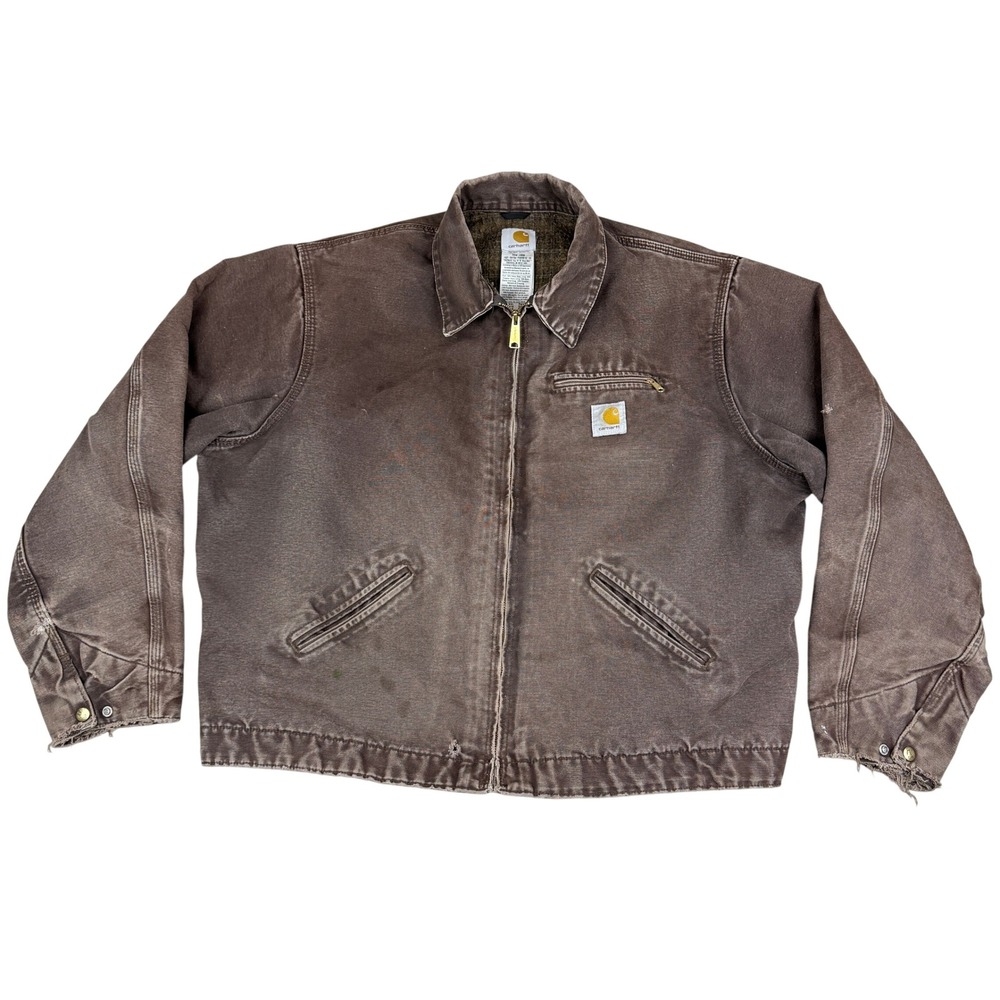 VTG Carhartt Jacket Detroit Men XL Brown Canvas Workwear Distressed 07 Y2K EJ097